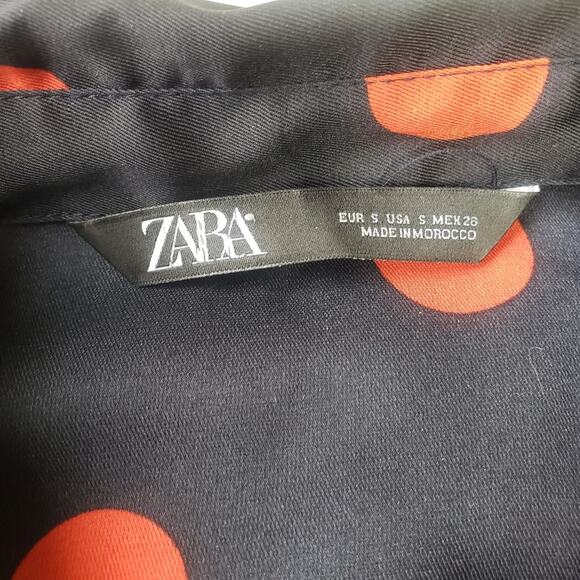 Zara Polka Dot Button Down Blouse small - Picture 6 of 8
